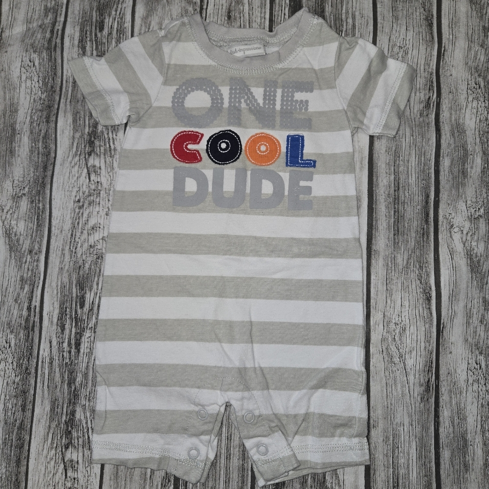 First impressions striped cool dude romper